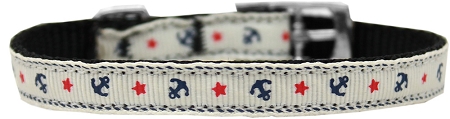 Anchors Nylon Dog Collar with classic buckle 3/8" White Size 8